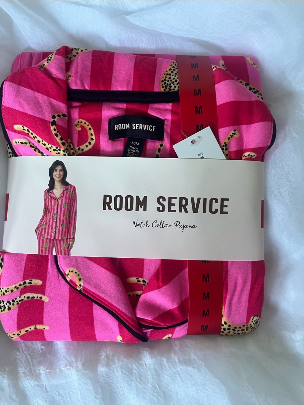 Women's Notch Collar Pajama Set - Pink Striped